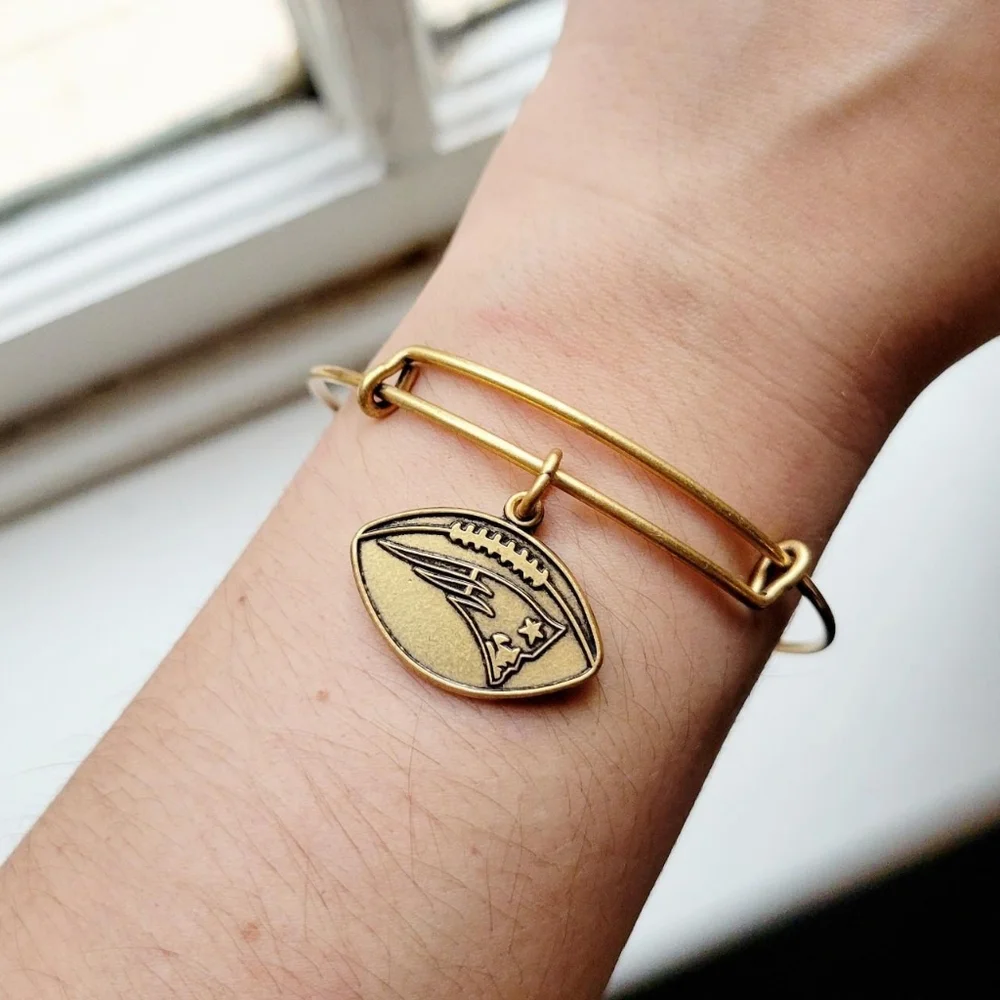 Alex & Ani 2014 NFL New England Patriots Football Gold Bangle Bracelet